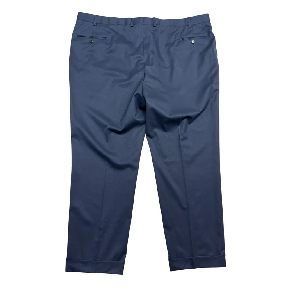 Hart Schaffner Marx 48x30 Navy Blue Dress Suit Pants Trousers Flat Front Wool
